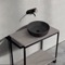 Console Sink Vanity With Matte Black Vessel Sink and Grey Oak Shelf